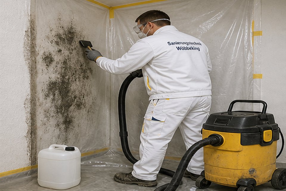 Schimmel- und Feuchtigkeitsbereich an einer Wand